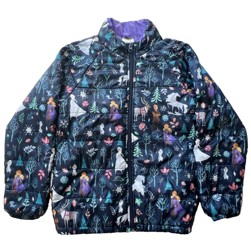 Disney Frozen Winter Jacket Girls 7/8 Puffer Coat Elsa Anna Snowflake Winter